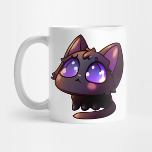 Black cat with purple eyes pleading Mug